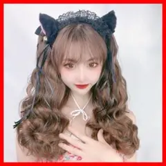 鈴付き♡可愛い　ネコ耳　ヘッドドレス　ロリータ　メイド 　コスプレ　ブラック