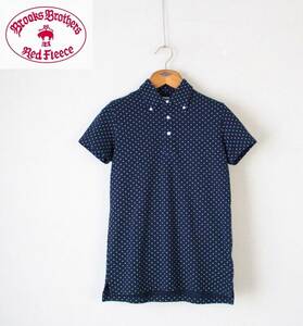 【 Red Fleece ブルックスブラザーズ 】半袖 ポロシャツ XS 小紋 ドット 鹿の子 ボタンダウン ネイビー POLO