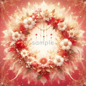 A3 350dpi クリスマスリース 05 オリジナル絵イラスト画像素材 32P Christmas wreath 05 picture image material copyright free