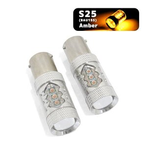 ю 【メール便】 ホンダ ドマーニ MB3/4/5 S25 ピン角150° シングル球 BAU15S ウインカー LED 2個 80W 16連 XT-E端子 アンバー 12V/24V