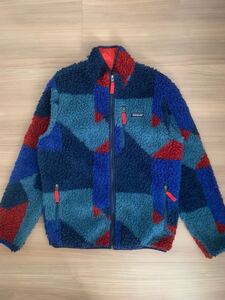 Patagonia パタゴニア 2014年限定クレイジーパターン クラシックレトロXカーディガン M パッチワーク 幾何学 フリース シンチラ