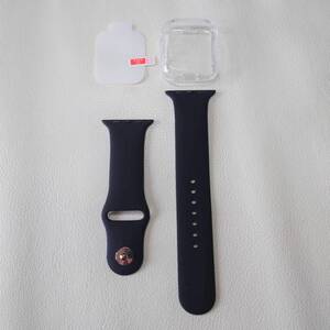 【お買い得3点フルセット】Apple Watch 41ｍｍ 対応 スポーツバンド(ブラック)+クリアケース+画面フィルム アップルウォッチ Series7 8