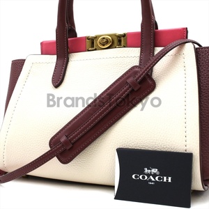 1円/極美品/COACH コーチ/トループ キャリオール/トートバッグ ハンドバック ショルダーバッグ 2way/レザー レッド/レディース/C-196