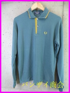 8121s◆ヴィンテージ◆イギリス製◆FRED PERRY フレッドペリー ライン入 長袖ポロシャツ S/ジャケット/ジャージ/ウインドブレーカー/英国製