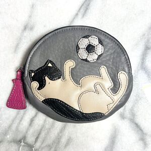 極美品★IBIZA イビザ 猫 コインケース 財布 デポルテス サッカーボール サッカー ねこ 小銭入れ 小物入れレザー イビサ レディース