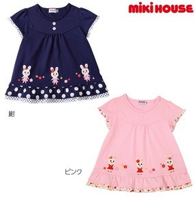 即決です！【ミキハウス】新品未使用♪mikihouse 110cm 105cm～115cm うさこ♪プチフラワーフリル半袖Ｔシャツ カラー：ピンク