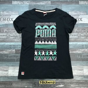 PUMA プーマ レディース エスニックプリント ロールアップスリーブ 半袖Tシャツ M 黒