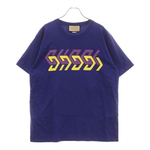 GUCCI グッチ 22SS MIRROR PRINT T-SHIRT ミラープリントTシャツ 半袖カットソー 616036 XJDV9 ブルー