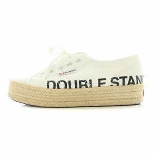 スペルガ SUPERGA ローカットスニーカー シューズ 厚底 ロゴ プリント キャンバス エスパドリーユ EU36 23cm 白 ホワイト