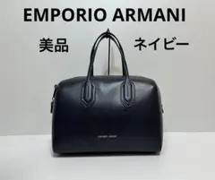 EMPORIO ARMANI トートバッグ　美品　ネイビー　レザー