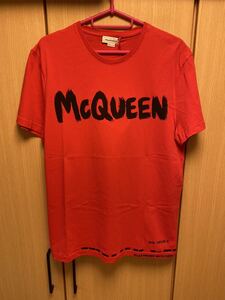 正規新品 21SS ALEXANDER McQUEEN アレキサンダーマックイーン グラフィティ ロゴ プリント クルーネック Tシャツ 赤 S 622104 QPZ57