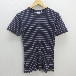 G■アヴィレックス/AVIREX ボーダーTシャツ/ワッフル地【M】紺白/men