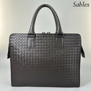 1円【超極美品】BOTTEGA VENETA ボッテガヴェネタ ビジネスバッグ トートバッグ ブリーフケース 鞄 イントレチャート A4 本革 レザー 黒