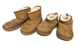 ★二点以上で送料無料！ 2A48【セット/お揃い】UGG キッズ ムートンブーツ 17㎝/19.5㎝ 男の子 女の子 1130750T/1017715K ブラウン 茶色