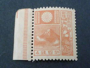 22　S　№E　日本切手　1930年　#156　新版改色富士鹿　4銭　未使用・裏面少々、間紙付着有