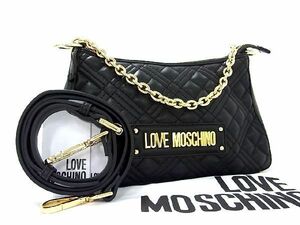 ■新品■未使用■ LOVE MOSCHINO ラブ モスキーノ レザー キルティング チェーン 2WAY ハンドバッグ ショルダーバッグ ブラック系 AU7489