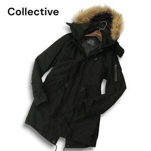 Collective コレクティブ メンズビギ 秋冬 リアル ファー★ 中綿 ライナー モッズ コート Sz.3 メンズ 黒　A4T13703_C#N