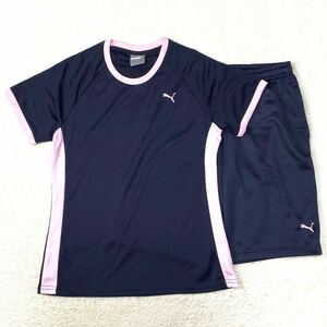 PUMA プーマ 半袖ジャージ セットアップ 上下セット トレーニング スポーツウェア ハーフパンツ ウエストゴム レディース Mサイズ