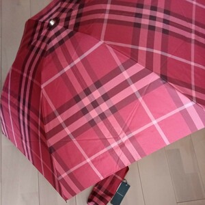 【新品】BURBERRYバーバリー折り畳み傘・折りたたみ傘・赤チェック柄・雨傘・タグ付き・日本製