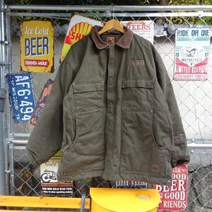 BERNE ワークジャケット 2XL カーキ ダック地 IDEAL コーデュロイ 8946