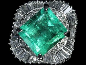 ZM13693T【1円～】新品【RK宝石】≪Emerald≫ 豪華! 極上エメラルド 特大3.71ct! 極上ダイヤモンド 総計1.00ct Pt900 超高級リング ダイヤ