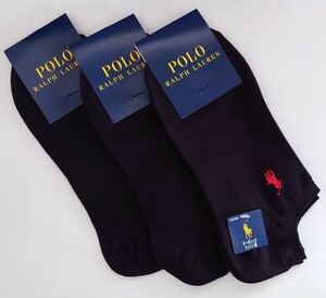 POLO RALPH LAUREN　ポロ ラルフローレン　靴下　SIZE 25cm～27cm　黒　アンクル　3足セット オーガニック