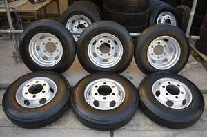 送料無料 225/80R17.5 BRIDGESTONE ECOPIA R115 2023年製 夏タイヤ スチールホイール付き TOPY 17.5×6.00 135 6穴 両面再塗装 6本 セット