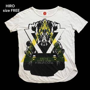 HIRO 現 KIDILL 半袖 オーバーサイズ Tシャツ Tee プリント ビッグシルエット ヒロ キディル トップス 白 ホワイト 日本製 FREE フリー