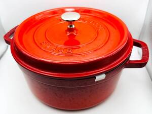 Staub ストウブ ココット ラウンド 24cm チェリー レッド フランス製 キッチン用品 鍋 調理器具【80】241219A9T1KM