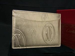 1円 ■美品■ Cartier カルティエ ハッピーバースデー レザー カードケース パスケース カード入れ 定期入れ ゴールド系 FE0639