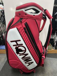 ★中古品 HONMA ホンマ ツアーモデル キャディバッグ 9.5型 6.5kg 【レッド】 ヘッドカバー有