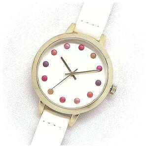 レディース 腕時計 ファッション ウォッチ レディス 日本製ムーブ TQKS183-1 ホワイト 見やすい 軽量 3針 クォーツ 革ベルト