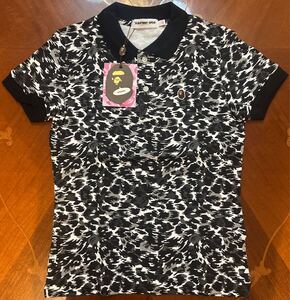 新品未使用☆アベイシングエイプ☆レディース XS☆半袖 ポロシャツ☆豹柄 レオパード☆APE☆BAPE☆正規品