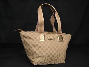 1円 ■美品■ GUCCI グッチ 131230 204990 GG柄 GGキャンバス×レザー トートバッグ ショルダーバッグ レディース ブラウン系 AY4846