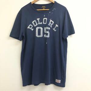 □POLO RALPH LAUREN 半袖Tシャツ L(180/100A) 紺 ポロラルフローレン メンズ プリント CUSTOM FIT 複数落札同梱OK B240719-5●