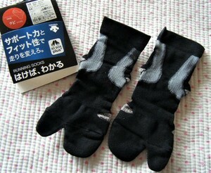 デサント　DESCENTE　3D SOX PLUS TABI　ランニングソックス　黒色　サイズ 22～24㌢　ショート丈　中級者以上対応　日本製　定価 2,530円