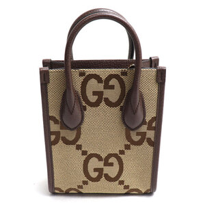 GUCCI グッチ ジャンボGG ミニ トート ハンドバッグ ブラウン ベージュ 699406 レディース 中古 美品