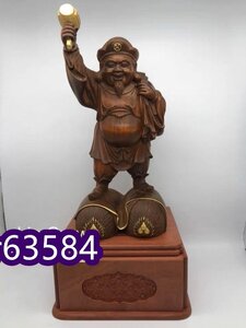 高級製品! 木彫仏像 仏教美術 精密細工 仏師で仕上げ品 総檜材 大黑天立像 高さ35cm