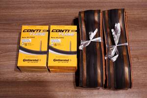 【中古】Continental Grand Prix 5000 700×25C Black/Transparent skin 2本 ＋ Continental Race28 700×20-25C 仏式60mm 4本セット