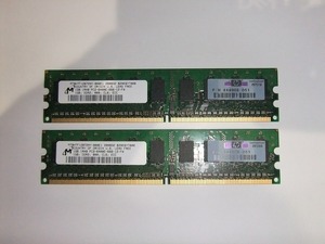 【2枚セット】 1GB PC-6400E DDR2 800 ECC ワークステーションメモリ×2枚　HP P/N 444908-051