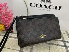 COACH 財布 コーチ 長財布 ブラウン×ブラック シグネチャー PVC レザー ダブル ジップ ウォレット レディースプ ファッション 新品 未使用 C5576 353C