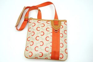 1円〜 セリーヌ ショルダーバッグ Cマカダム ショルダーパッド PVCレザー ベージュ オレンジ CELINE 0591h