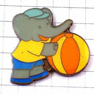 ピンバッジ・ぞうのババール象とボール球 BABAR◆フランス限定ピンズ◆レアなヴィンテージものピンバッチ