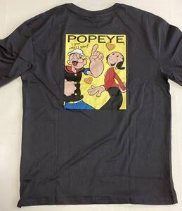 Popeye & Olive ◆ポパイ ＆オリーブＴシャツ◆半袖天竺Ｔシャツ◆ＬLサイズ◆ダークグレー◇デッドストック未着用◇Popeye the Sailorman