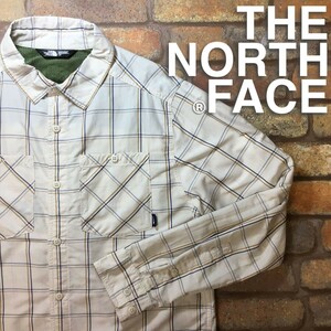 ★訳アリ格安★USA直輸入★正規品★【THE NORTH FACE ノースフェイス】高品質 格子柄 アウトドアシャツ[海外 L]オフホワイト K3-073