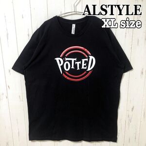 ALSTYLE アルスタイル POTTED Tシャツ クルーネック 半袖 黒 ブラック メキシコ製 コットン オーバーサイズ ビッグシルエット 古着 輸入