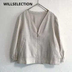 WILLSELECTION ノーカラージャケット 七分袖 ジップアップ アウター