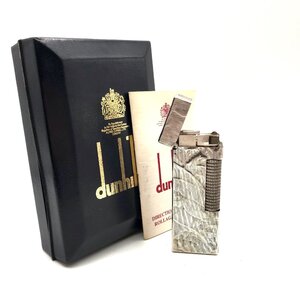 1円 良品 dunhill ダンヒル ガスライター 銀箔 柄 着火良好 喫煙グッズ シルバー a6135