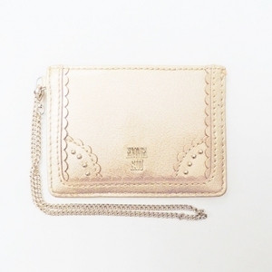 アナスイ ANNA SUI パスケース - エナメル（レザー） ピンクゴールド 財布