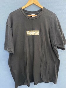 ■超希少【Supreme シュプリーム Burberry Box Logo Tee Black バーバリー 限定コラボ チェック柄 ボックスロゴ Tシャツ サイズXL】SH-19